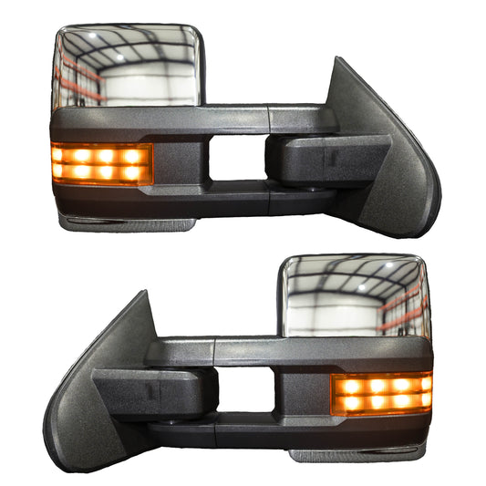 14-18 GM Chrome Tow Mirrors With  Amber LEDS