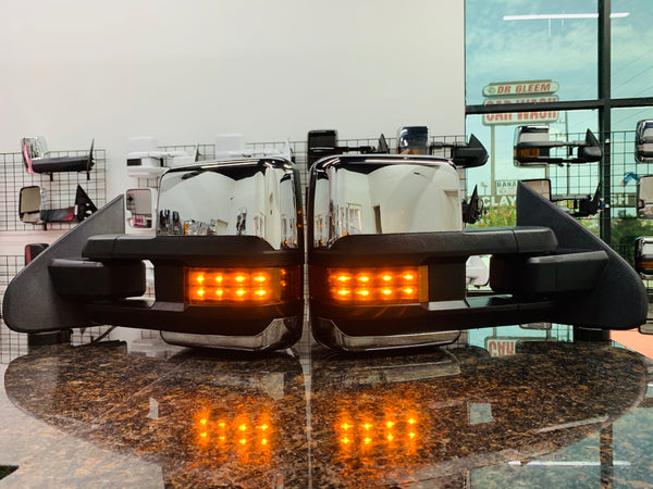 14-18 GM Chrome Tow Mirrors With  Amber LEDS