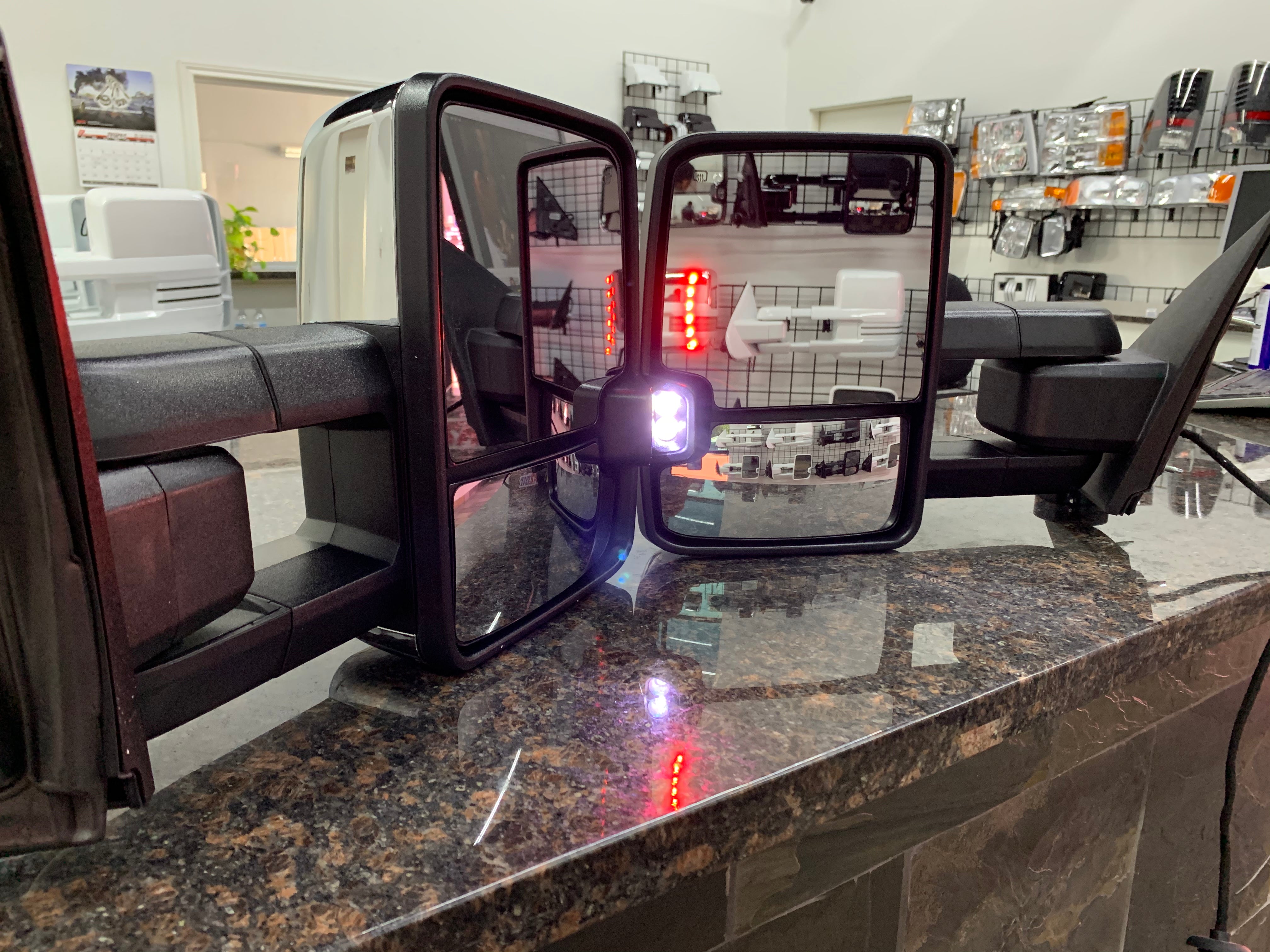 Jmotorparts Pair Chrome Tow Mirrors Fit 2014-2018 Chevy Silverado 1500 & GMC Sierra 1500 – Power Heated, Foldable, Amber LED Turn Signal, Driver & Passenger Side