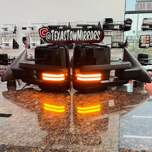 0918 Ram GM Style Tow Mirrors W/ Gloss black Caps / Switchbacks